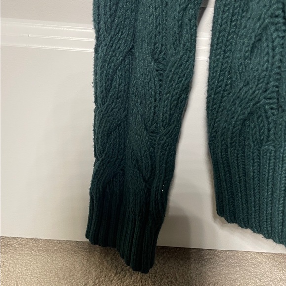 LOFT V-Neck Cable Knit Sweater - Deep Green - Picture 6 of 9